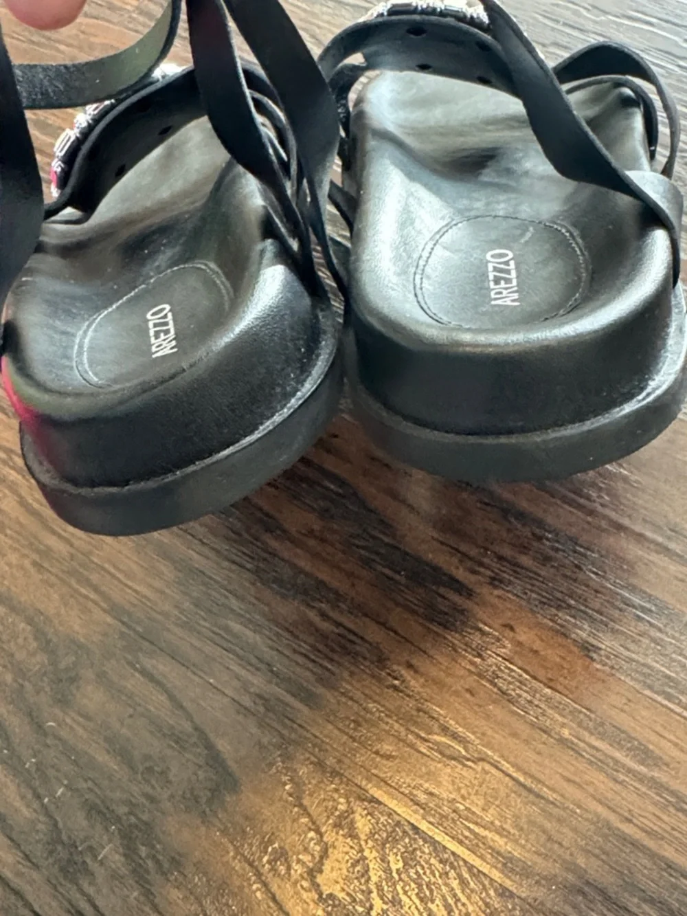 Arezzo Black Crystal-Buckle Strappy Sandals, Like New, Sz 10